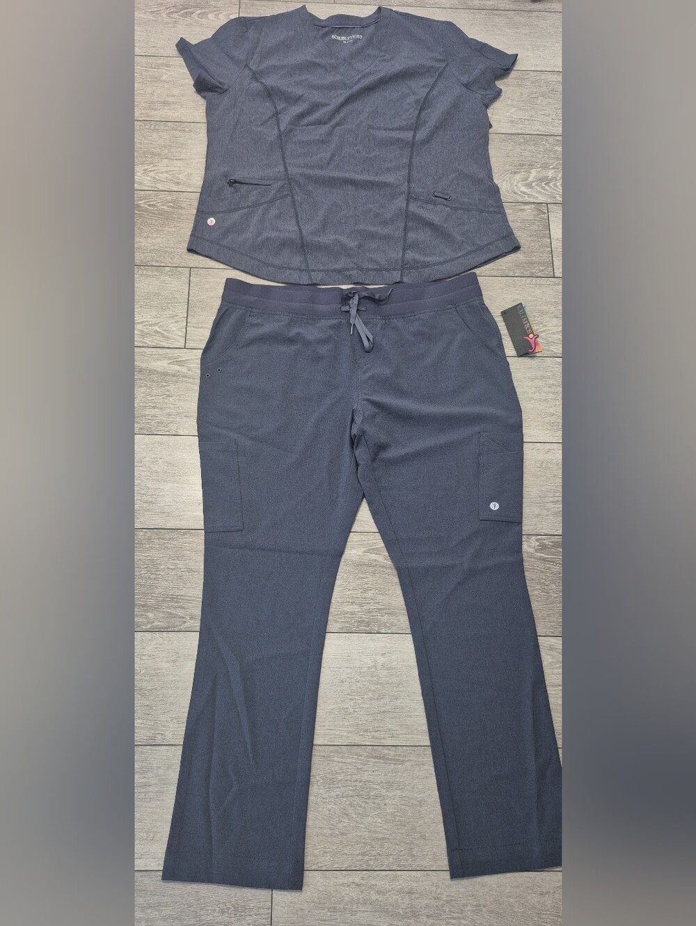 Scrubletics 2 Piece Odyssey Gray Scrub Set Featuring Adjustable Hem/stretch